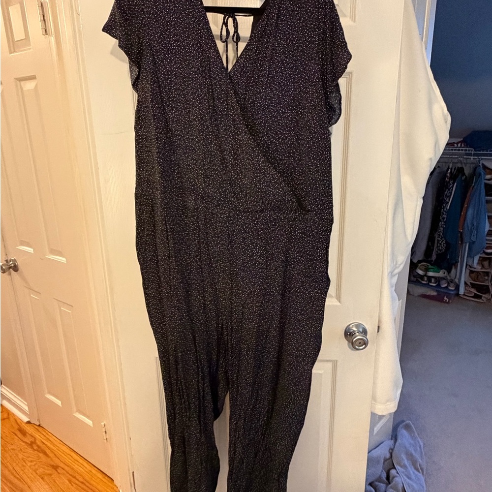 LOFT Black and White Speckled Jumpsuit